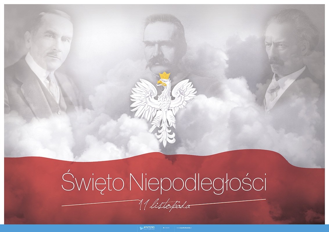 11 Listopada Grafika Do Druku 11 listopada - Święto Niepodległości - Piłsudski, Paderewski, Dmowski